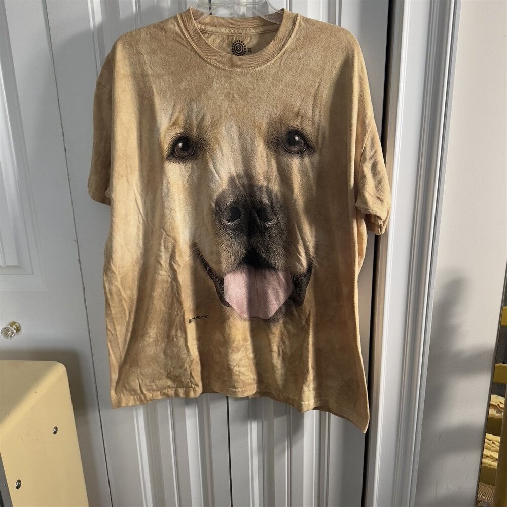 The Mountain Shirt Mens XL Golden Labrador Retriever Dog Face Beige Tie Dye